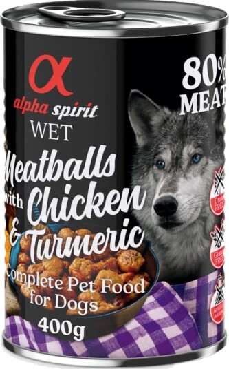 Alpha Spirit Dog Meatballs 6 X 400 G Kylling Og Gurkemeie