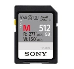 Sony Sfm512/T2, 512Gb, Sdxc, Class 10, Uhs-Ii, 277Mb/S, 150Mb/S Sony Sfm512/T2, 512Gb, Sdxc, Class 10, Uhs-Ii, 277Mb/S, 150Mb/S