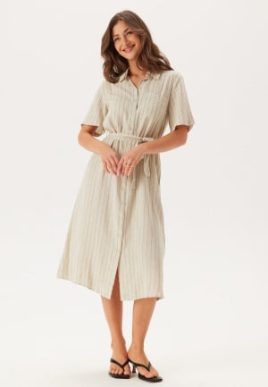 Pieces Pcpia 2/4 MIDI SHIRT DRESS MI Birch Stripes:Black XS