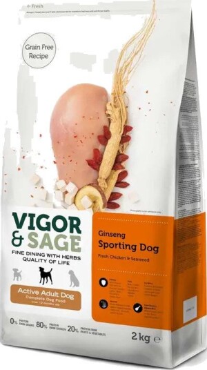 Vigor & Sage Sporting Active Ginseng Adult Tørrfôr til Hund 2 kg Vigor & Sage Sporting Active Ginseng Adult Tørrfôr til Hund 2 kg