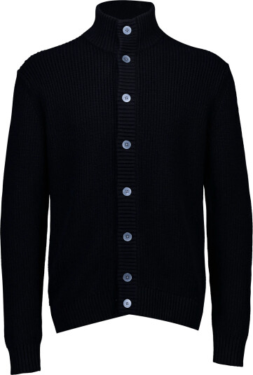 Lindbergh Black 1927: Merino Blend Button Through Cardigan Black XXXL