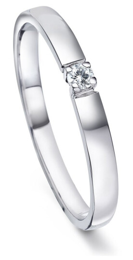 Angelica alliansering i 585 hvitt gull med diamant 0.05 ct, størrelse 56