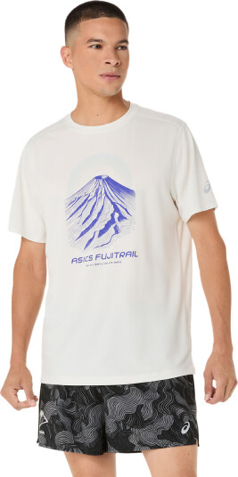 Asics Men's Fujitrail Logo Short Sleeve Top Cream/Cobalt Burst/Cool Grey XL