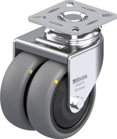 Blickle 654269 Lda-Tpa 75Kf-Els Dobbelt Dreiehjul | Hjuldiameter: 75 Mm | Bæreevne (Maks.): 100 Kg | 1 Stk