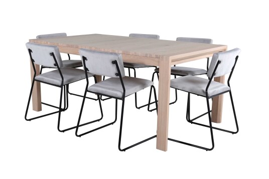 Venture Design Slider & Kenth spisegruppe Grå/natur 6 stoler & bord 170 x 95 cm