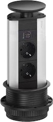 EVOline Port - 2x stikk 2x USB-lader A+C sort topp