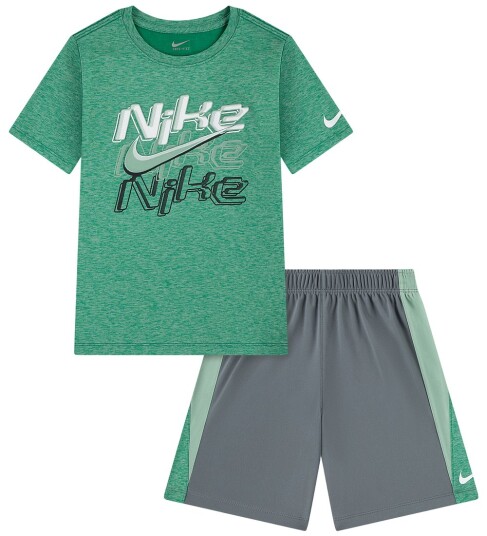 Nike Shorts Sett - T-skjorte/Shorts - Røyk Grey - Nike - 7 år (122) - Shorts - Grønn