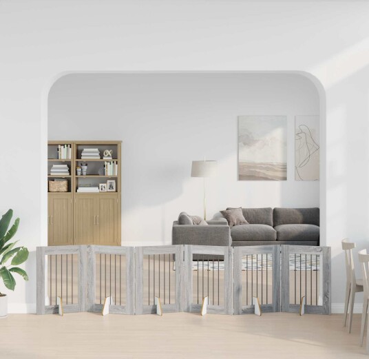 Vidaxl Foldbar Hundegitter Med Stativer 6 Stk. Grå Sonoma 362 cm