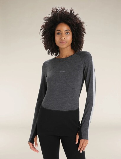 Icebreaker ZoneKnit 200 LS Crew W"s jet hthr/black/metro hthr/cb XL