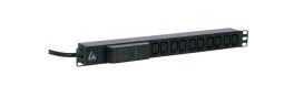 Lanview LVR261877 - Strømfordelingslist (kan monteres i rack) - 16A, AMP meter - AC 230 V - inngang: IEC 60309 16A - utgangskontakter: 10 (10 x IEC 60320 C13) - 1U - 19 - 3 m kabel - svart