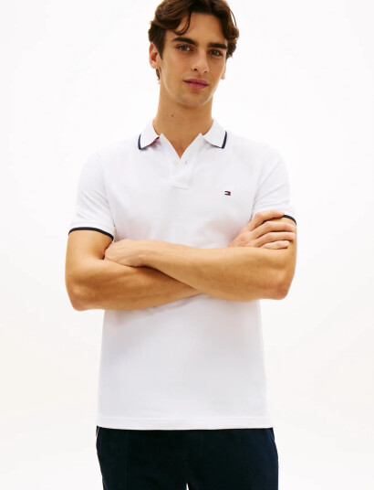 Tommy Hilfiger Pique Undercollar Reg Polo White L