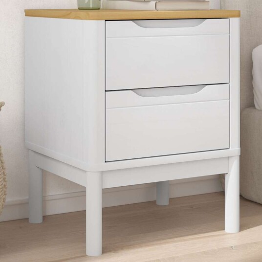 Nattbord hvit 45x39x57 cm heltre furu 374003 Nattbord hvit 45x39x57 cm heltre furu 374003