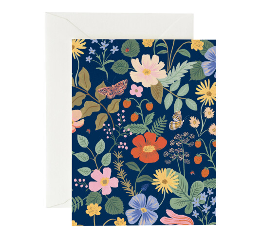 Rifle Paper Co. Kort Strawberry Fields Navy Rifle Paper Co. Kort Strawberry Fields Navy