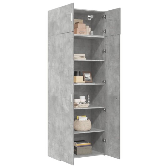 Oppbevaringsskap betonggrå 80x42,5x225 cm konstruert tre