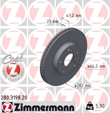 Bremseskive ZIMMERMANN 280.3198.20 Bremseskive ZIMMERMANN 280.3198.20