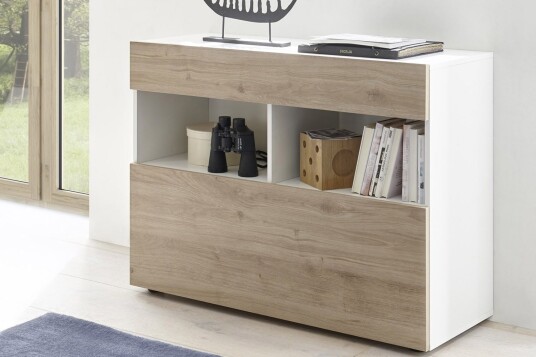 Kommode Selvena 111 cm Hvit|Tre|Natur