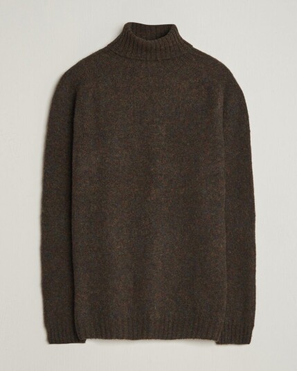Harley Of Scotland Brushed Supersoft Lambswool Rollneck Carob