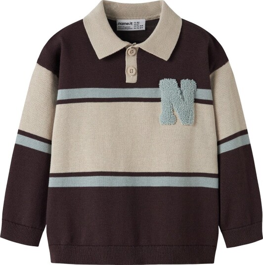 Name It Poloskjorte   Strikk   NmmRal   Chocolate Plum/Med N   Name It   5 år (110)   Genser Beige Brun Lyseblå