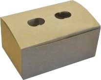 Pommes Frites Æske L140xb90xh65mm Pap/Plast Med Låg Brun/Hvid,5 Ps X 100 Stk/Krt