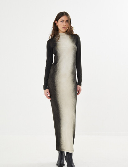 Rabens Saloner Graffiti Long Jersey Dress - Lykka - Beige - XS