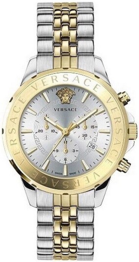 Versace Herreklokke VEV601623 Signature Sølvfarget/Gulltonet stål Versace Herreklokke VEV601623 Signature Sølvfarget/Gulltonet stål
