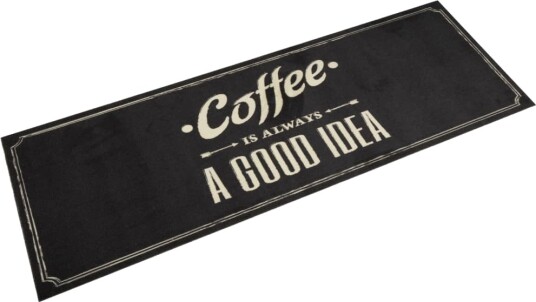 Kjøkkenteppe vaskbar Coffee tekst 60x180 cm fløyel 8721012918733