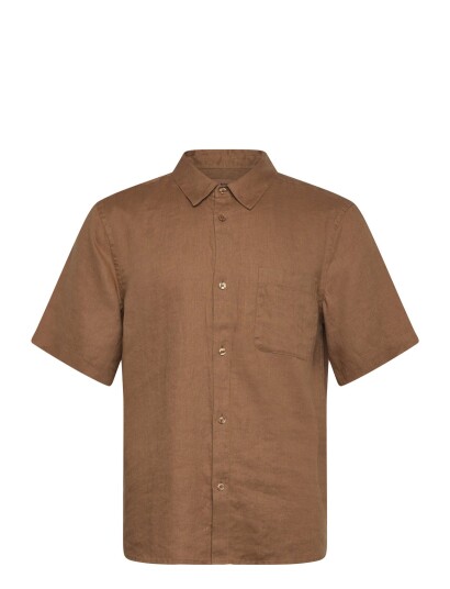 Mos Mosh Gallery Mmgtheo Linen Ss Shirt   Brown   S