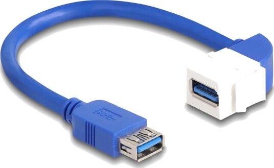 Delock Usb-Forlengelseskabel Usb-Type A Hunn Rett Til Usb-Type A Hunn Vinklet Usb 3.0 20 Cm Keystone-Jakk Up To 5 Gbps Data Transfer Rate Hvit Blå Delock Usb-Forlengelseskabel Usb-Type A Hunn Rett Til Usb-Type A Hunn Vinklet Usb 3.0 20 Cm Keystone-Jakk Up To 5 Gbps Data Transfer Rate Hvit Blå