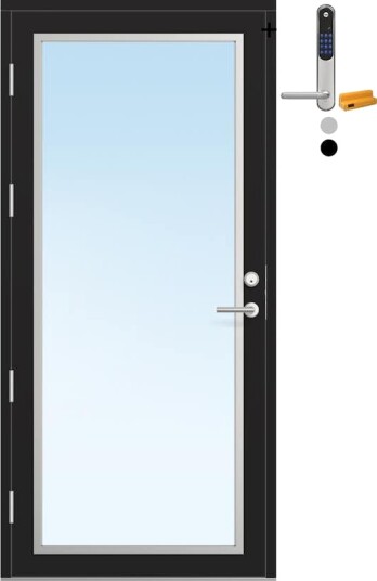 Ytterdør Bygg1 Fjell 11 Klarglass med Yale Doorman Classic Home