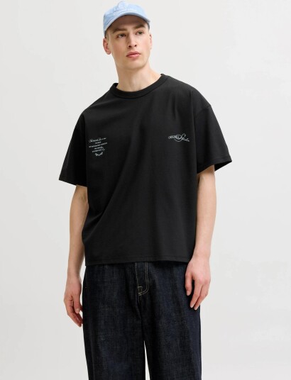 Jack & Jones Jorsanremo Typo Tee Ss Crew Neck Sn Black XL