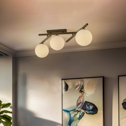 EMIBIG LIGHTING Taklampe Smart svart/opal 3 lyskilder