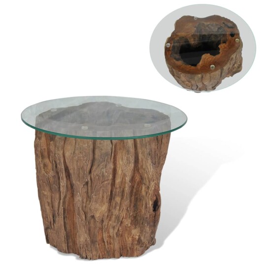 vidaXL Salongbord teak glass 50x40 cm vidaXL Salongbord teak glass 50x40 cm