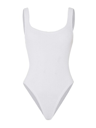 Hunza G Square Neck Swim Crinkle Badedrakt Hvit  female