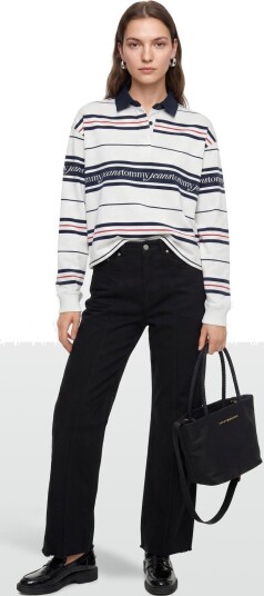 Tommy Jeans Tjw Rlx Script Rugby   Cream   M