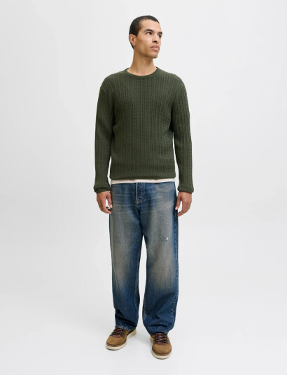 Jack & Jones Jjeemil Knit Cable Crew Neck Noos - Green - XXL Jack & Jones Jjeemil Knit Cable Crew Neck Noos - Green - XXL
