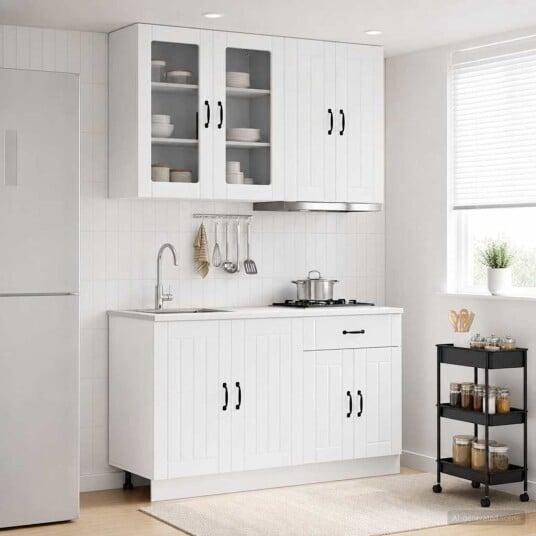 vidaXL Kjøkken enhet LUCCA 4 pcs Høgglans hvit Konstruert tre