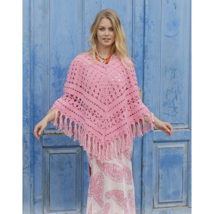 Mamma MiaÂ by DROPS Design Poncho Hekleoppskrift str S XXXL