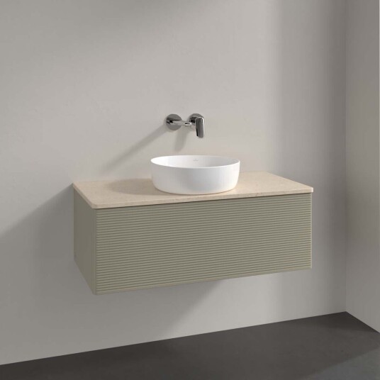 Villeroy & Boch Antao Servantskap med 1 skuff 100x50x36 cm u/lys Steingrå/Crème