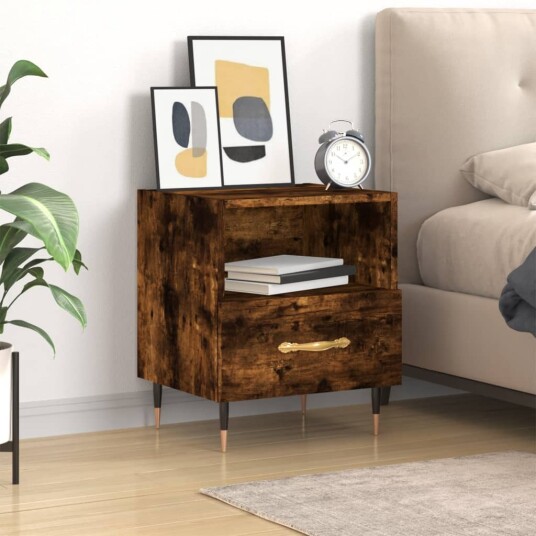 vidaXL Nattbord røkt eik 40x35x47,5 cm konstruert tre vidaXL Nattbord røkt eik 40x35x47,5 cm konstruert tre