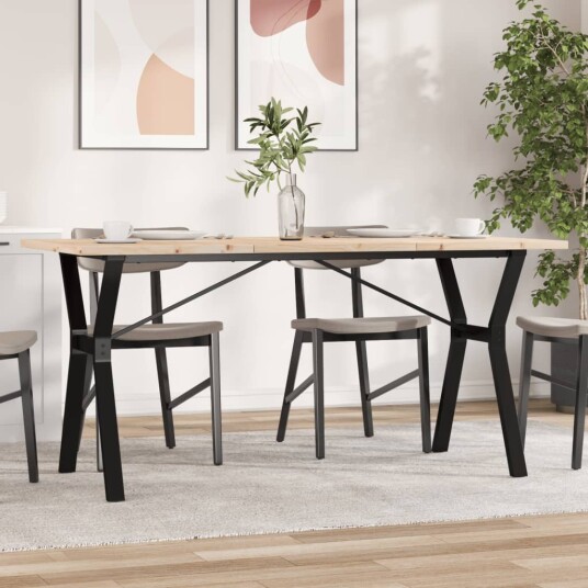 Spisebord Y-ramme 160x80x75,5 cm heltre furu og støpejern 3282787