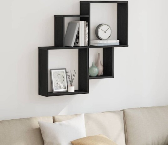 Veggskap i svart eik 80x15x78,5 cm av konstruert tre