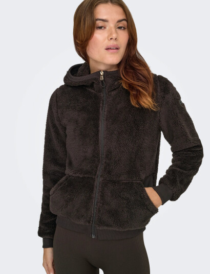 Only Play Onpfluffy Hood Fz Ls Jck - Brown - S Only Play Onpfluffy Hood Fz Ls Jck - Brown - S