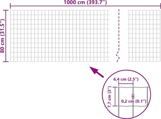 Euro gjerde stål 10x0,8 m grå
