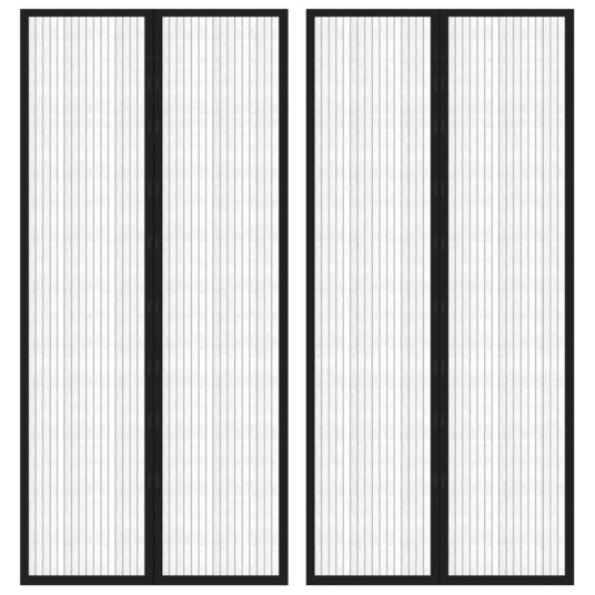 Insektsgardiner for dør 2 stk med magnetblokker svart 210x90 cm