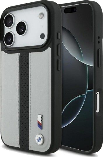 BMW M MagSafe Etui til iPhone 17 Pro med Perforert Stripelogo - Grå