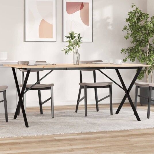 Spisebord X-ramme 180x90x75 cm heltre furu og støpejern 3282700