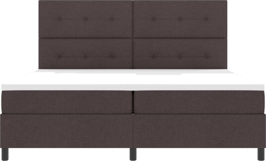  Box Spring Seng med Madrass & LED Mørkebrun 200x200 cm Stoff