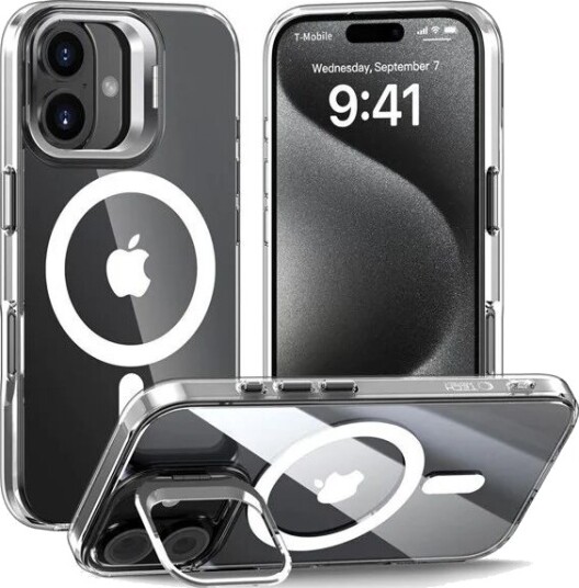 Tech Protect MagStand MagSafe Case for iPhone 16 Transparent