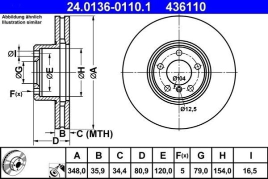 Bremseskive ATE 24.0136-0110.1