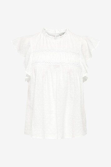 Only Bluse onlKatti S/S Dobby Top Wvn Hvit